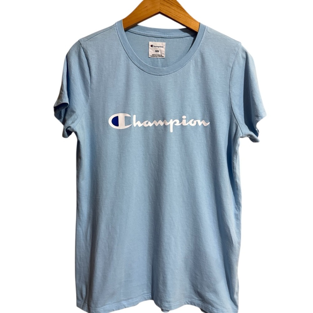Champion Men’s Size Medium Sky Blue Tee with Logo
